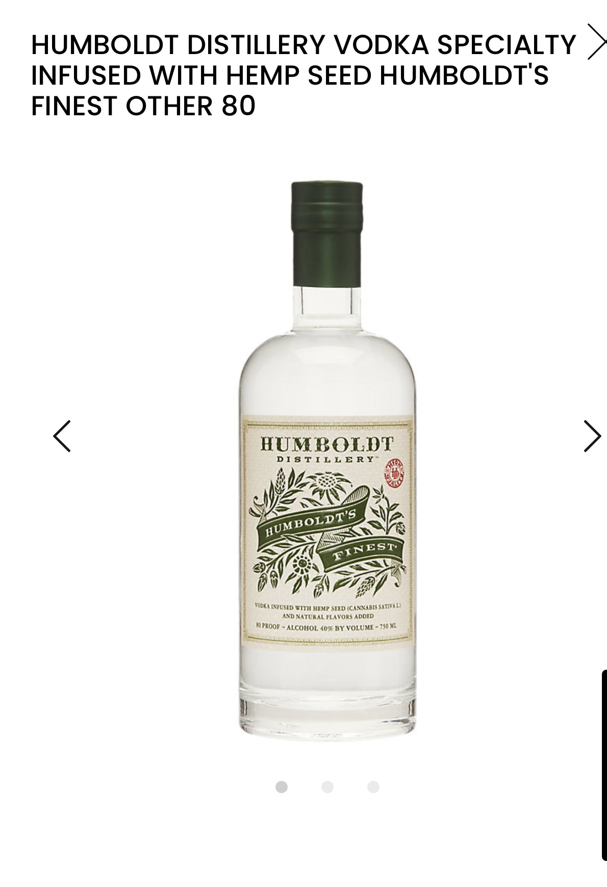 Humboldt Distillery Vodka Infused With Hemp Seed Humboldt's Finest