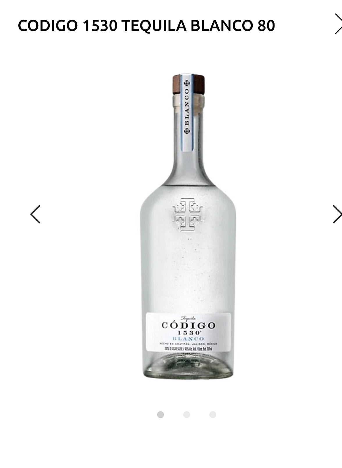 Codigo 1530 Tequila Blanco 80 1L