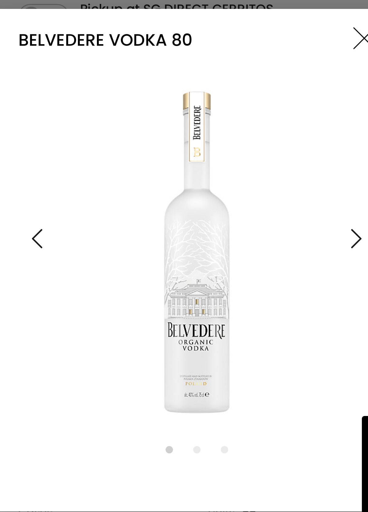 Belvedere Vodka Organic 80 Slim