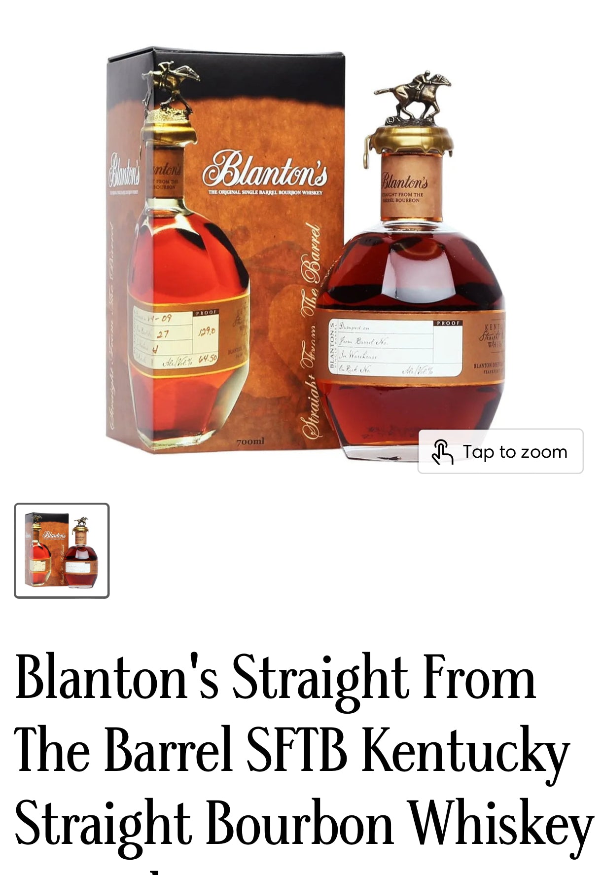 Blanton's Straight From The Barrel SFTB Kentucky Straight Bourbon Whiskey 750 ml