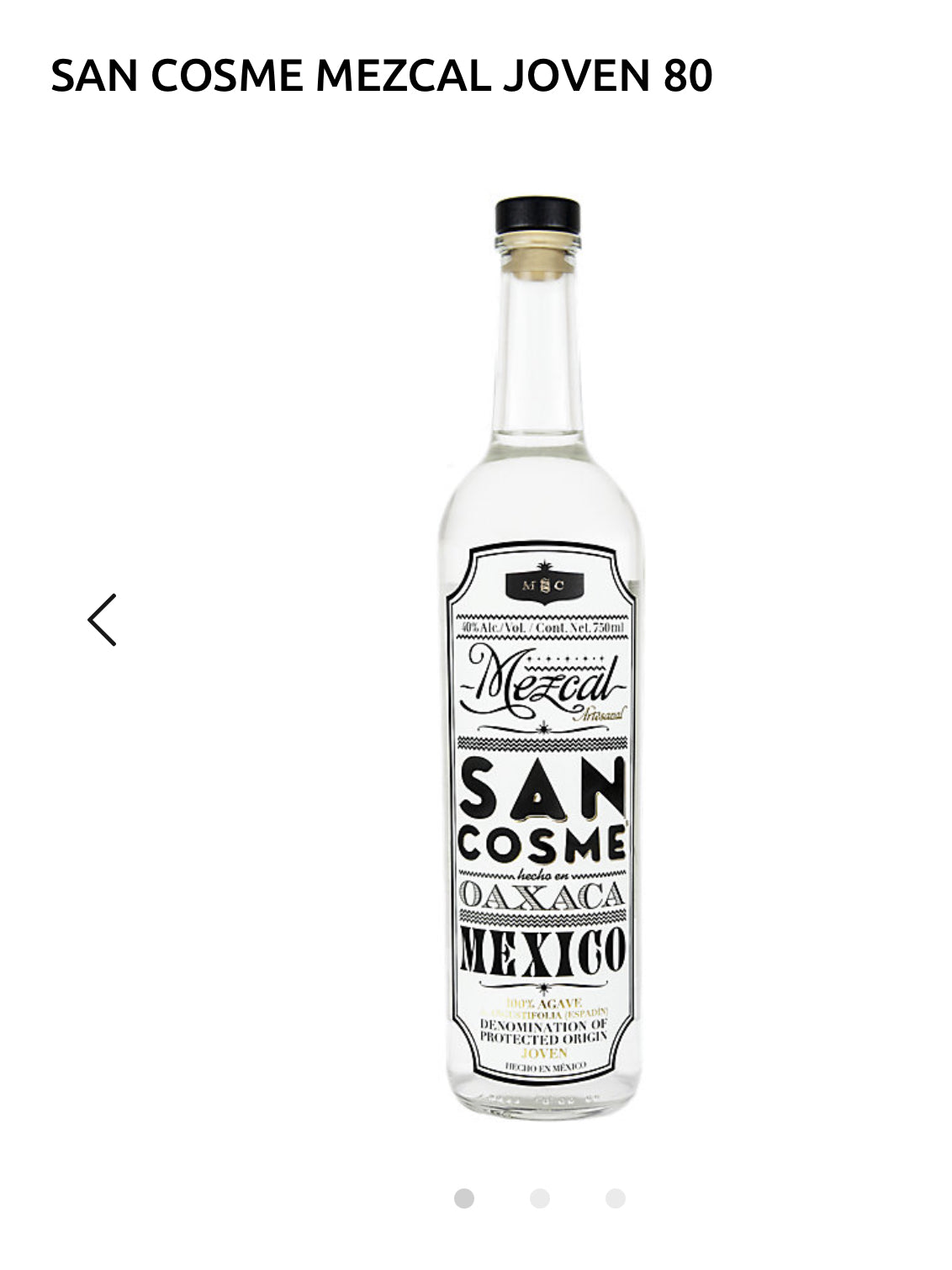 San Cosme Mezcal Joven 80