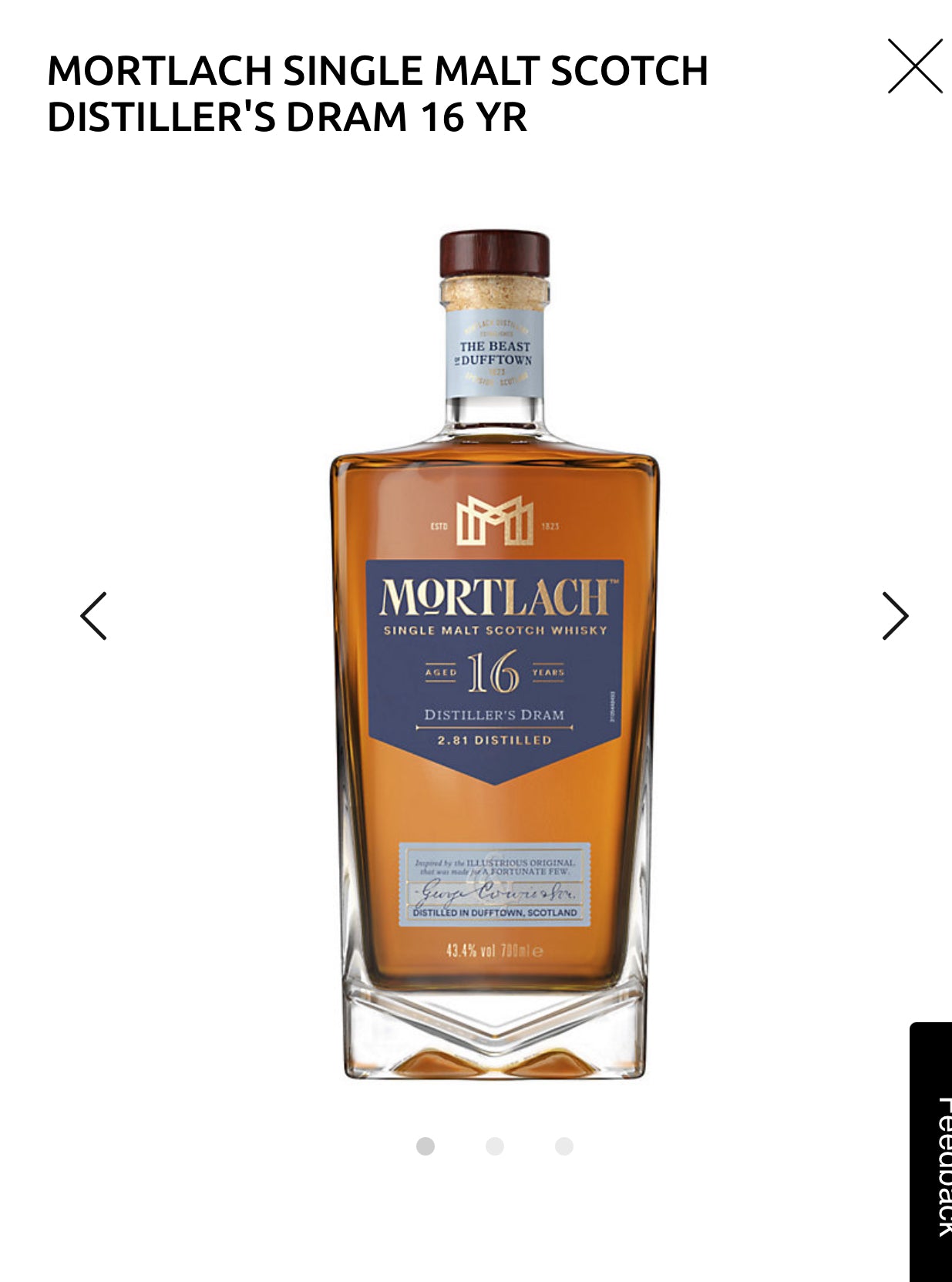 Mortlach Single Malt Scotch Distiller's Dram 16 Yr 86.8