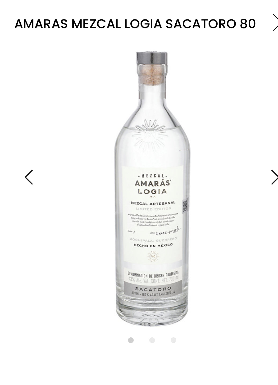 Amaras Mezcal Logia Sacatoro 86