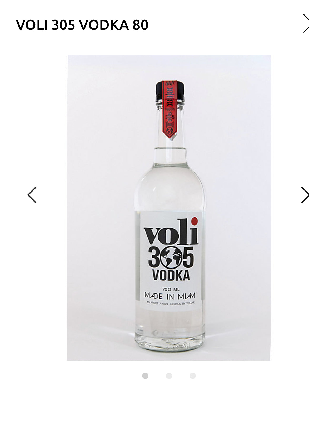 VOLI 305 VODKA 80