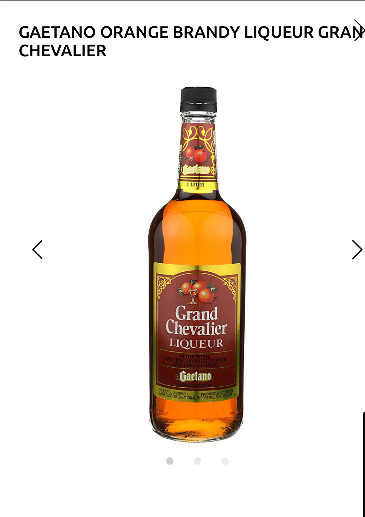 Gaetano Orange Brandy Liqueur Grand Chevalier 80