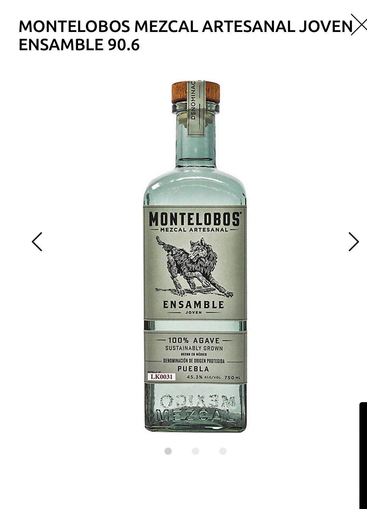 Montelobos Mezcal Artesanal Joven Ensamble 90.6