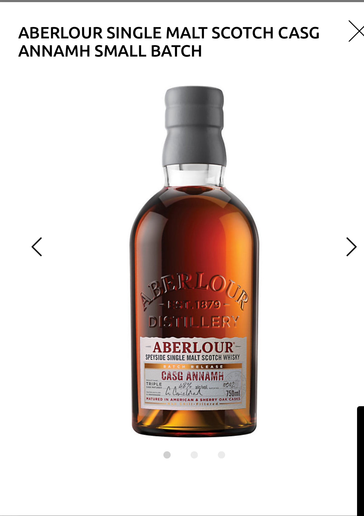 Aberlour Single Malt Scotch Casg Annamh Small Batch 96