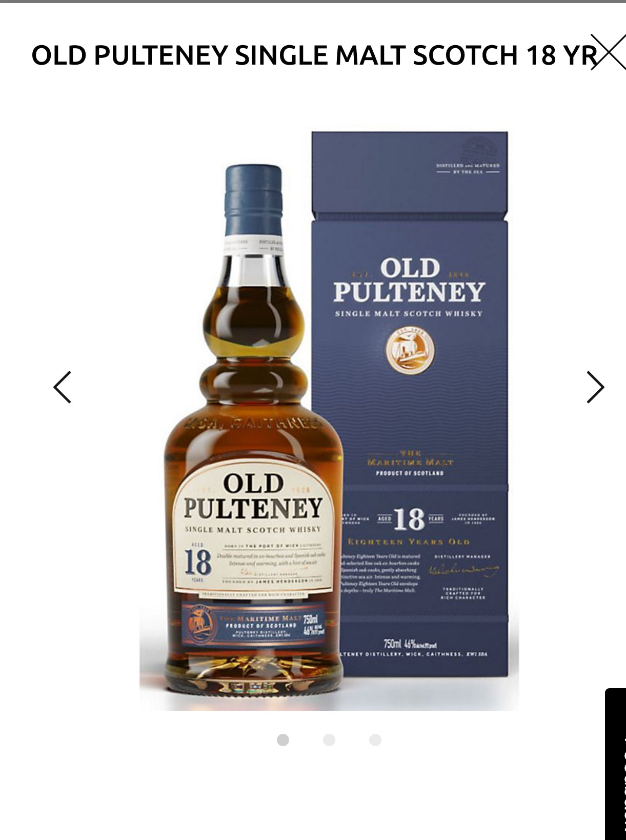 Old Pulteney Single Malt Scotch 18 Yr 92