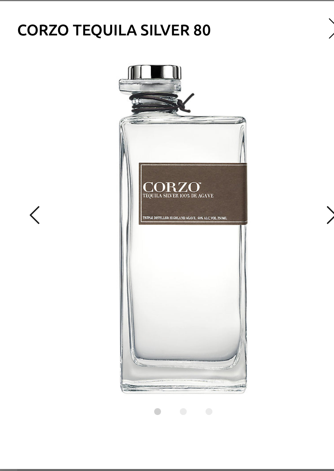 Corzo Tequila Silver 80