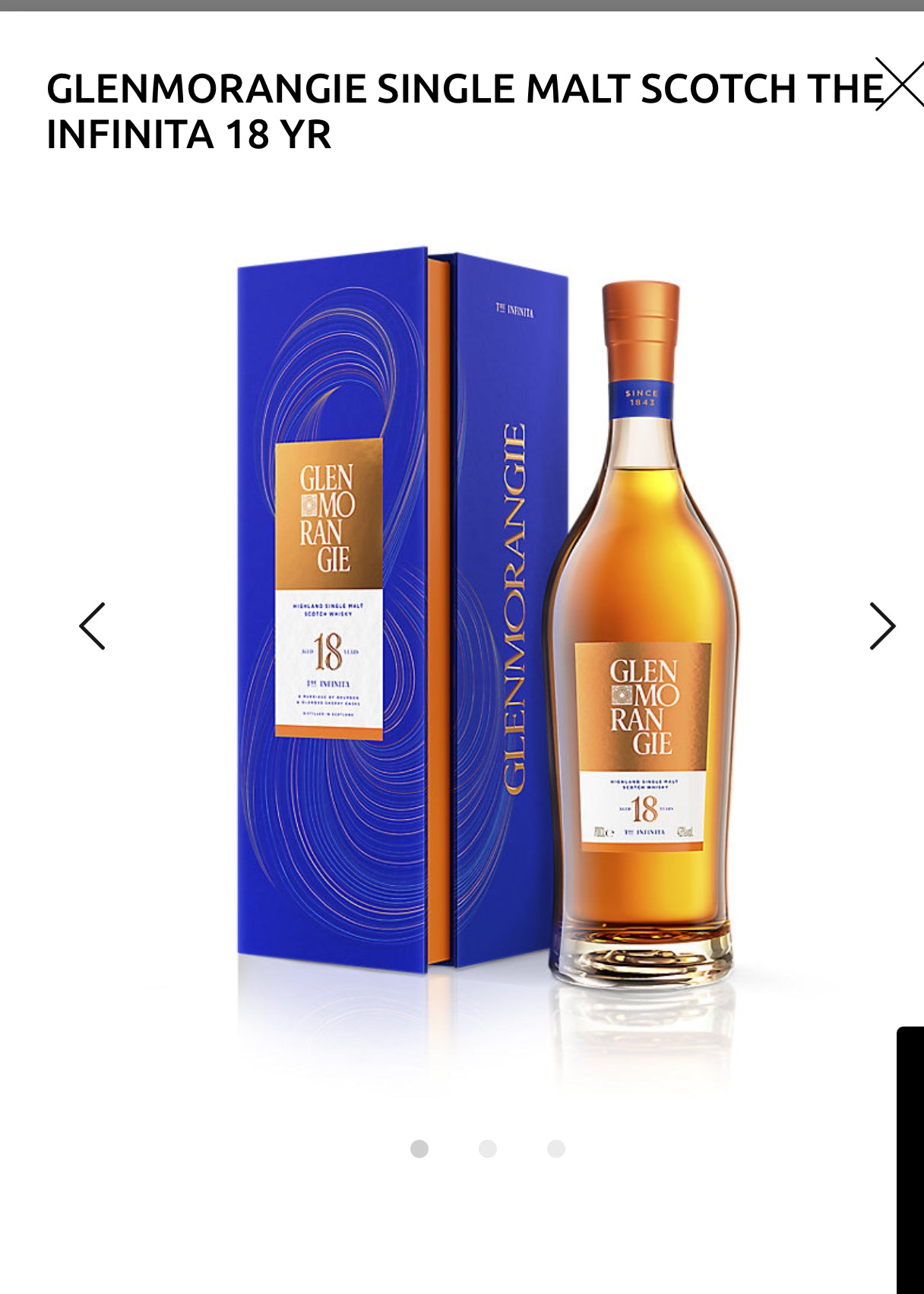 Glenmorangie Single Malt Scotch The Infinita 18 Yr 86 W/ Gift Box