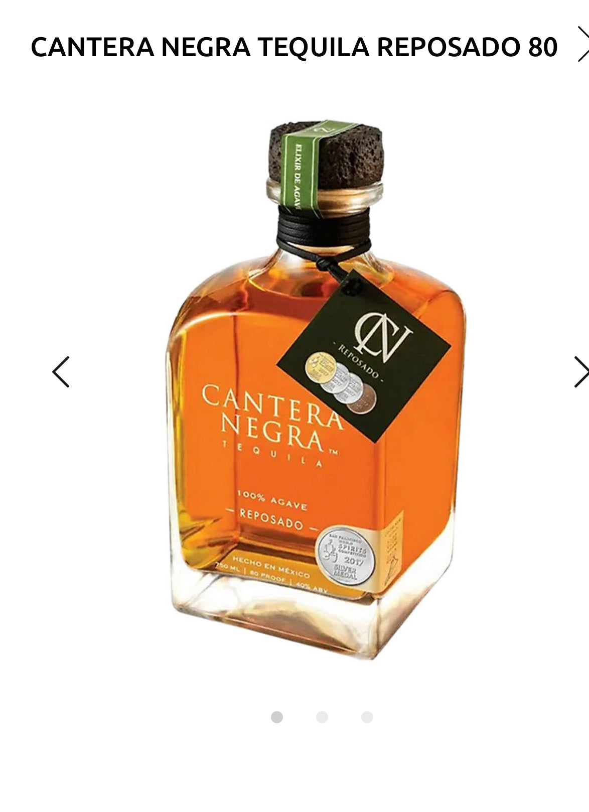 Cantera Negra Tequila Reposado 80