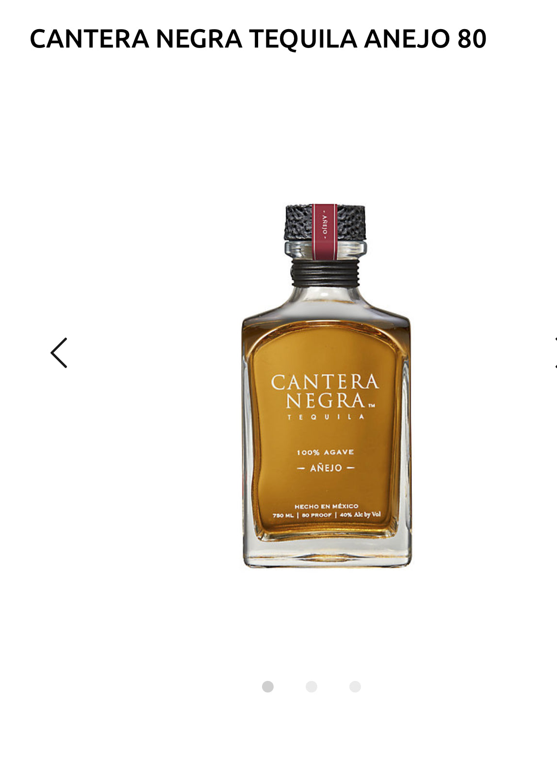 Cantera Negra Tequila Anejo 80