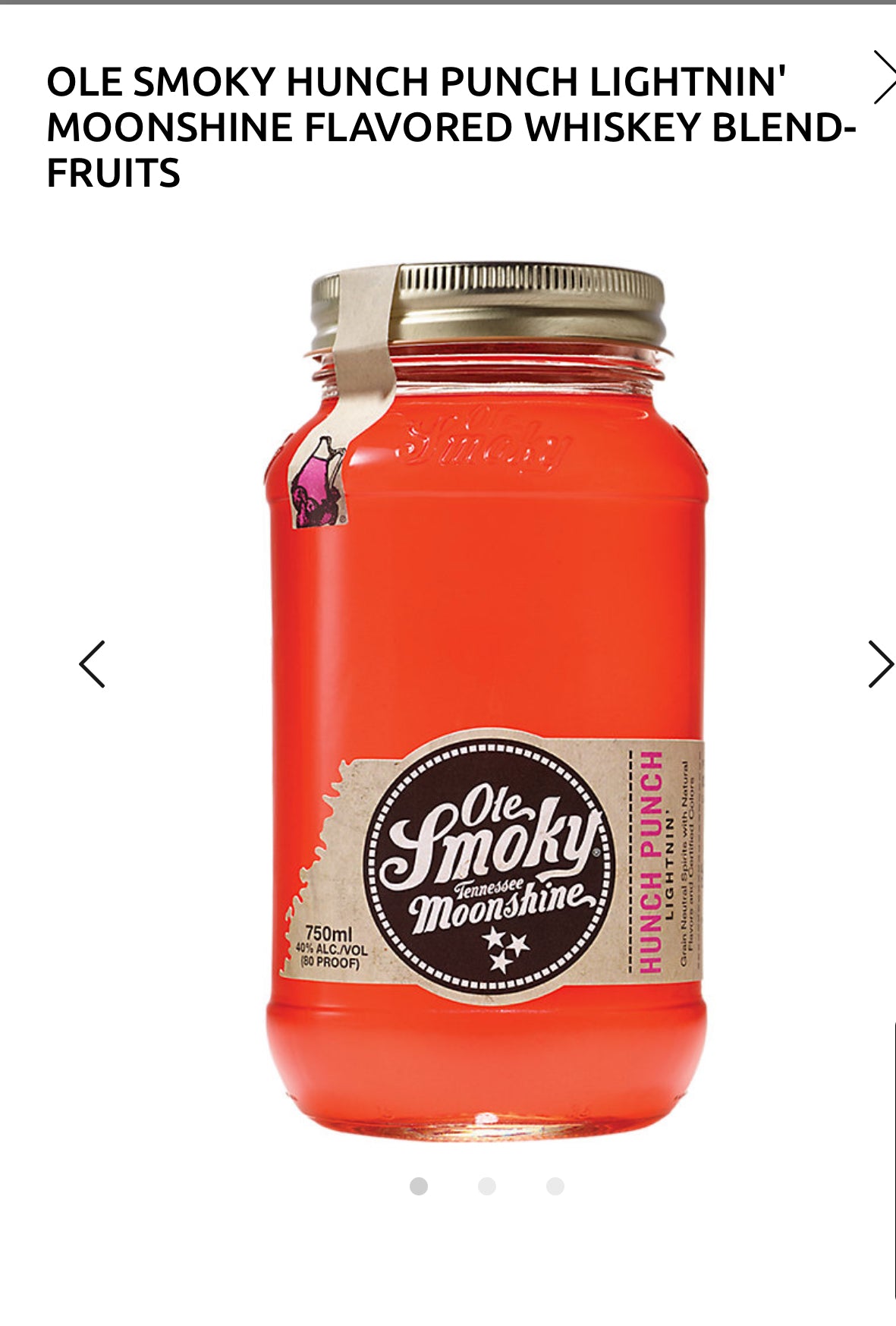 Ole Smoky Hunch Punch Lightnin' Moonshine 80