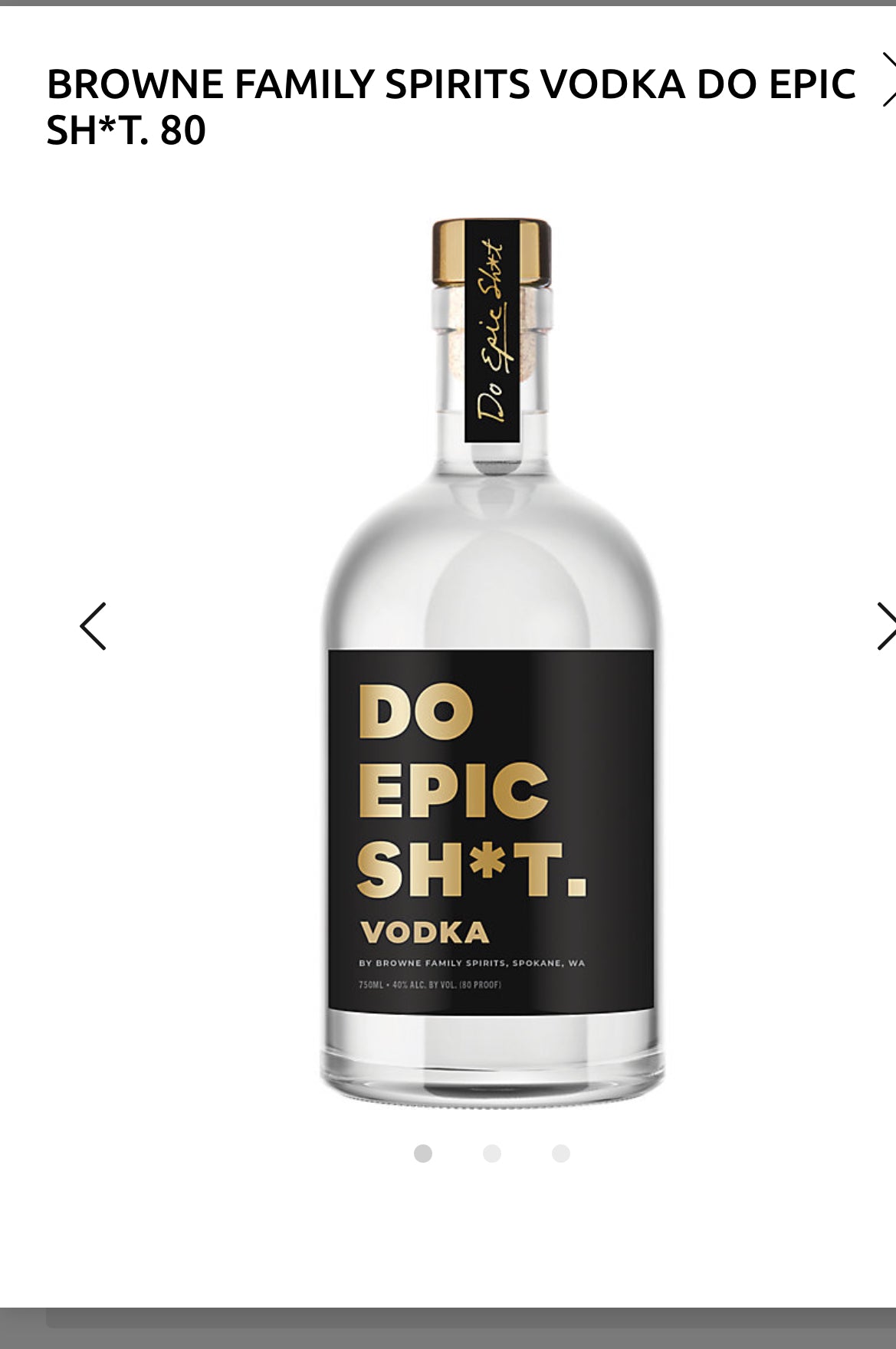 BROWNE FAMILY SPIRITS VODKA DO EPIC SH*T. 80