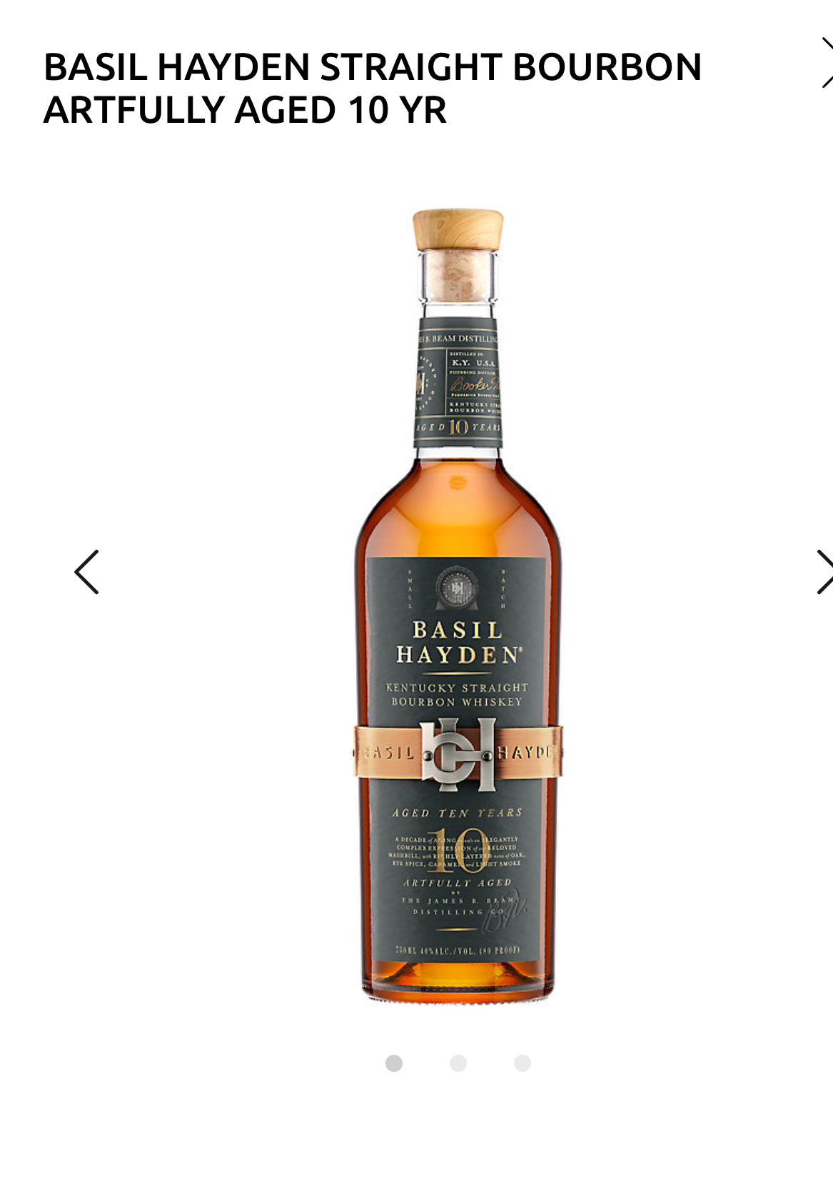 Basil Hayden's Straight Bourbon Artfully Aged 10 Yr 80