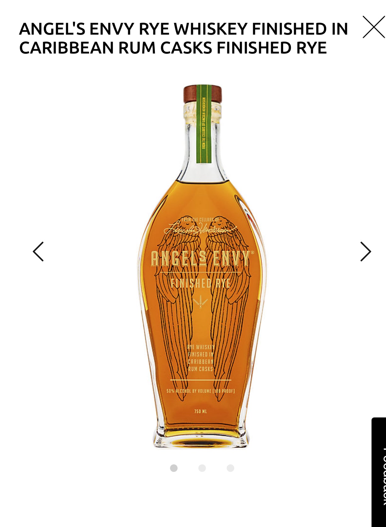Angel's Envy Rye Whiskey Finished In Caribbean Rum Casks Finished Rye 100
