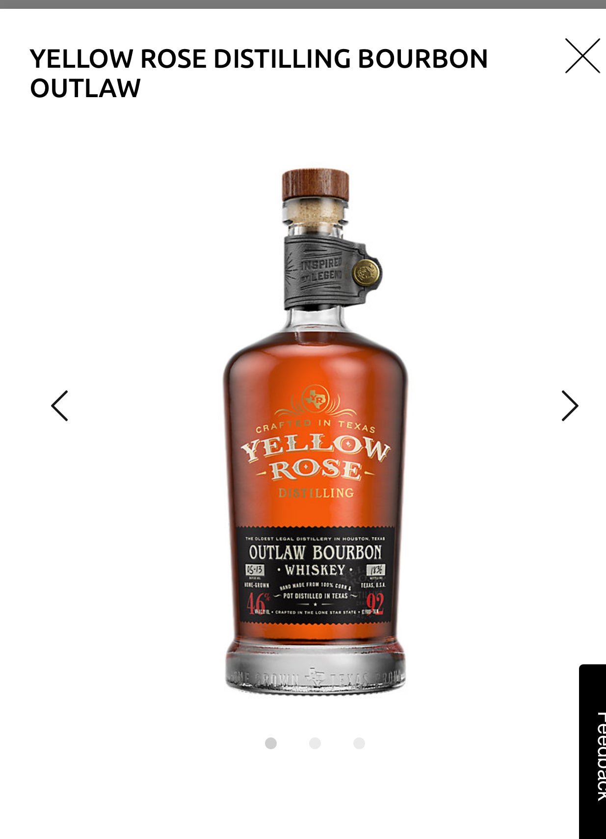 Yellow Rose Distilling Bourbon Outlaw 92