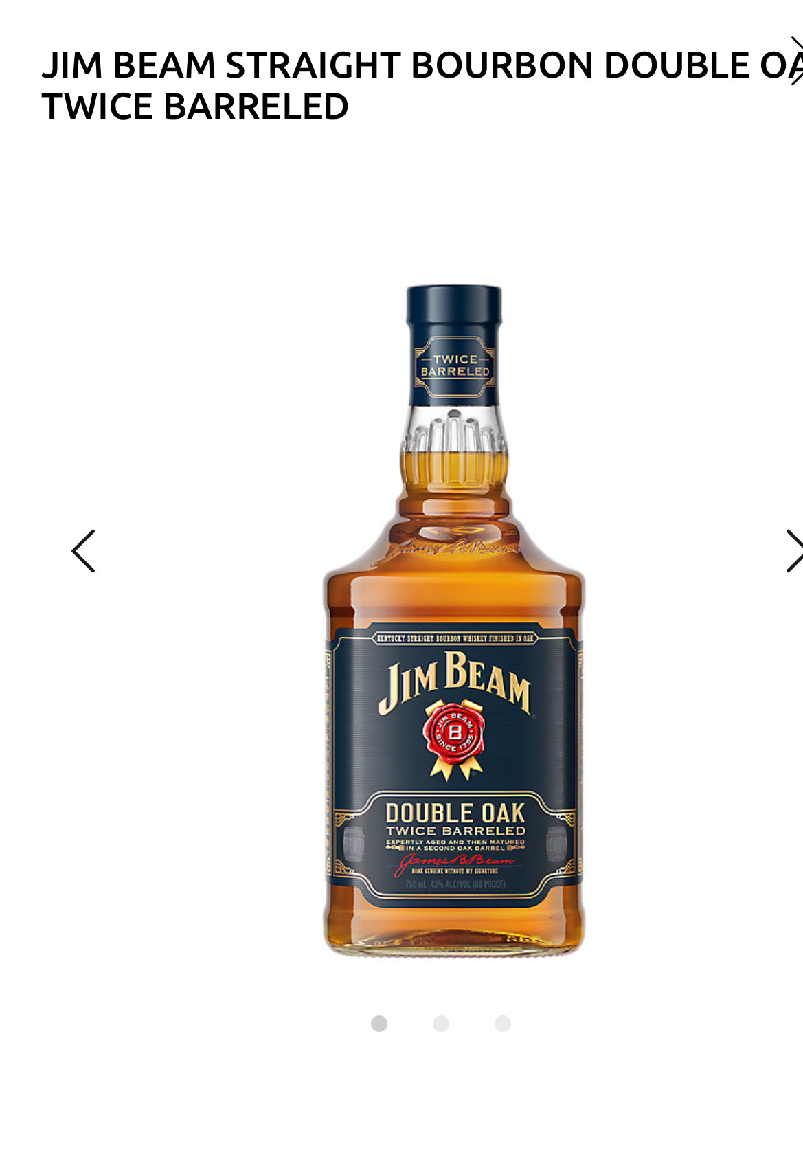 Jim Beam Straight Bourbon Double Oak Twice Barreled 86