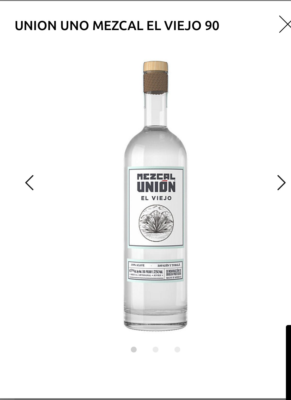 Union Uno Mezcal El Viejo 90