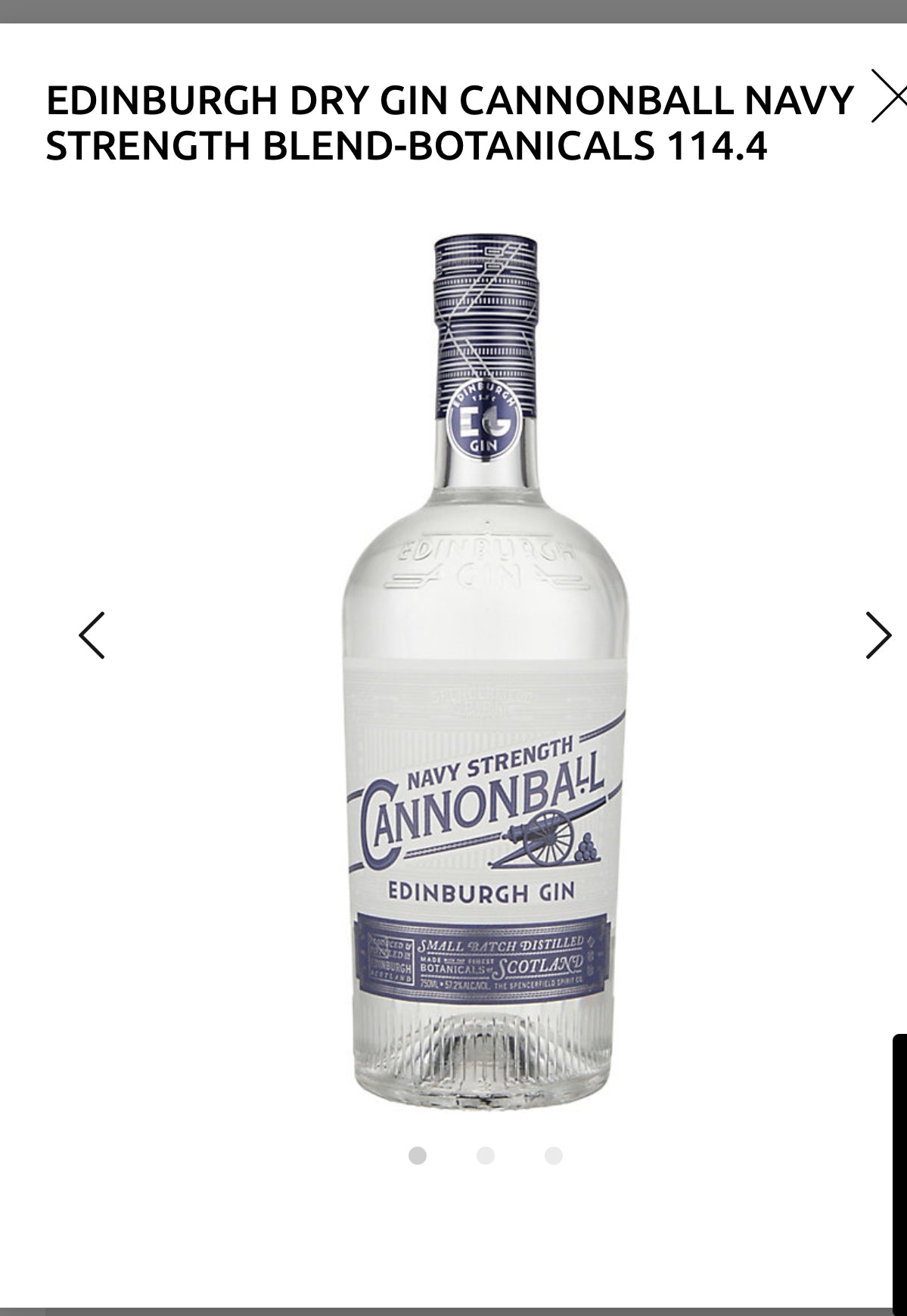 Edinburgh Dry Gin Cannonball Navy Strength 114.4