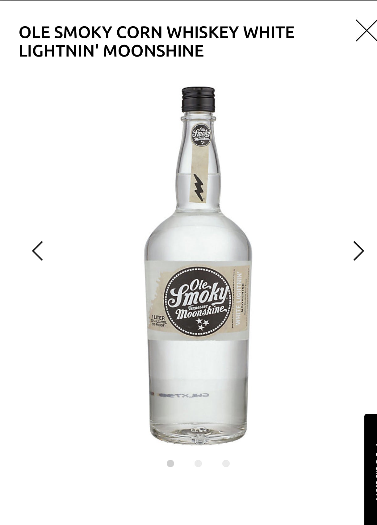 Ole Smoky White Lightnin' Moonshine 100