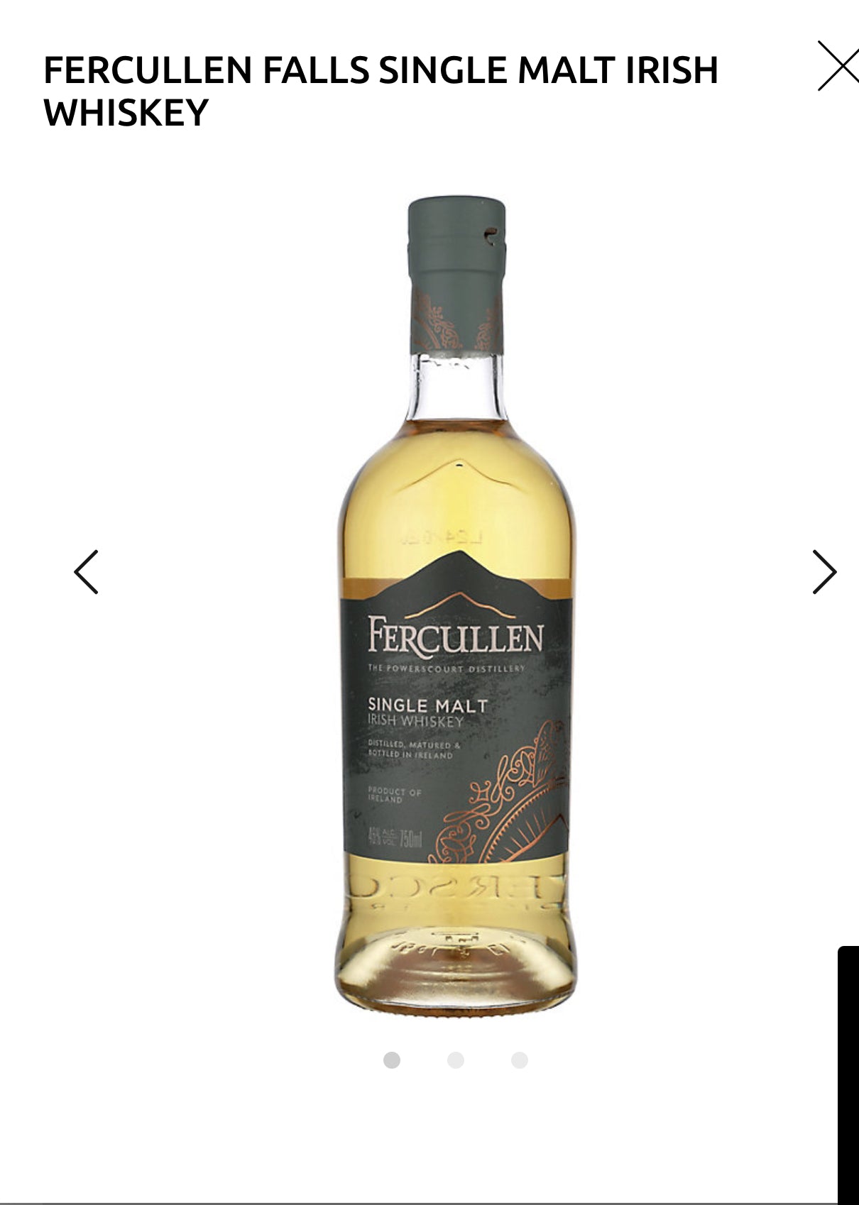 Fercullen Falls Single Malt Irish Whiskey 92