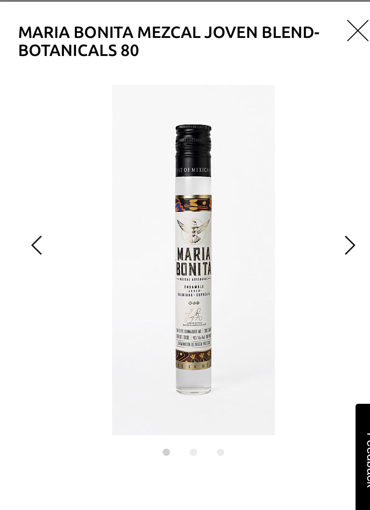 Maria Bonita Mezcal Joven 80 100ml