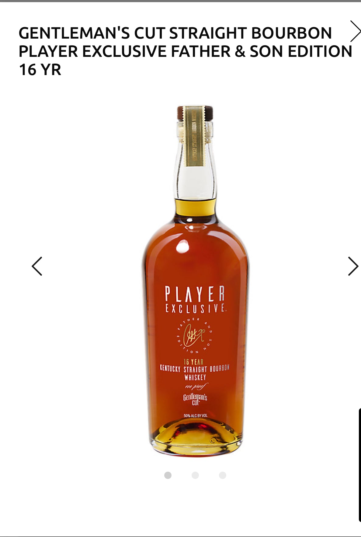 Gentleman's Cut Kentucky Straight Bourbon Player Exclusive Father & Son Edition 16 Yr 100