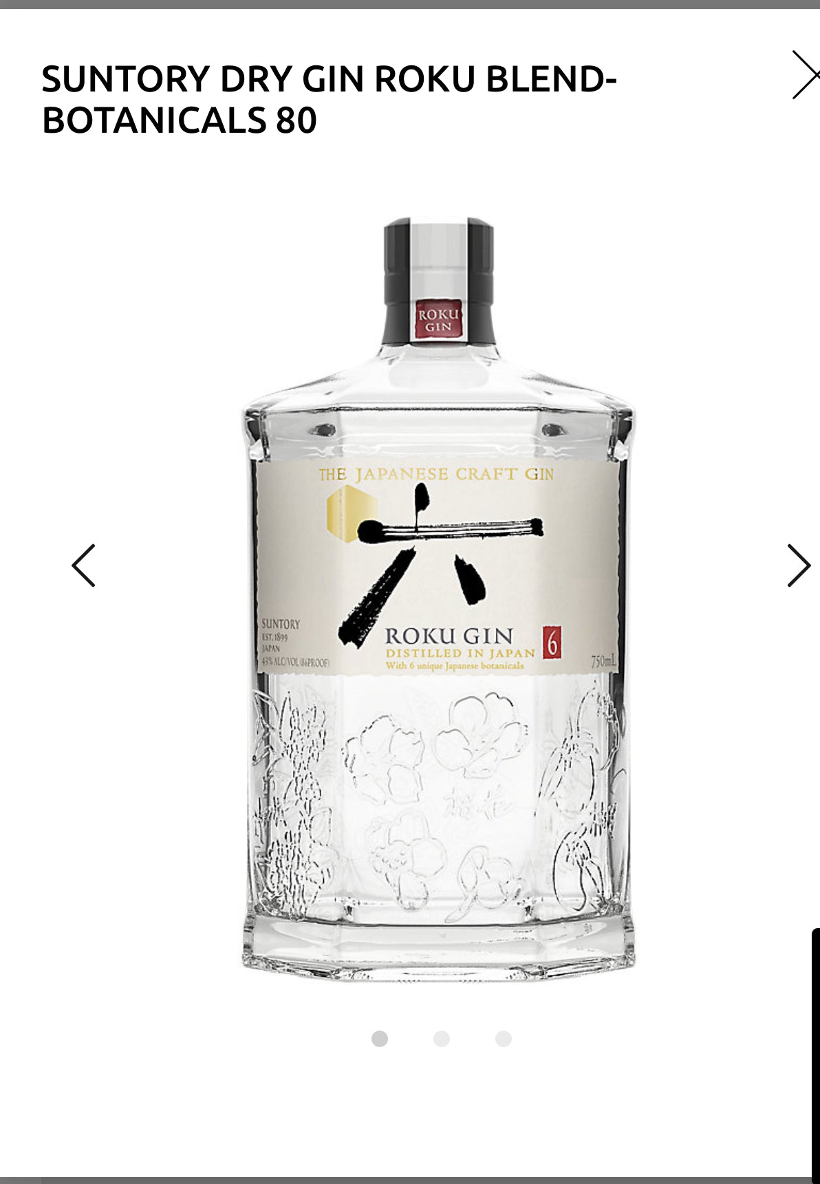 Suntory Dry Gin Roku 86