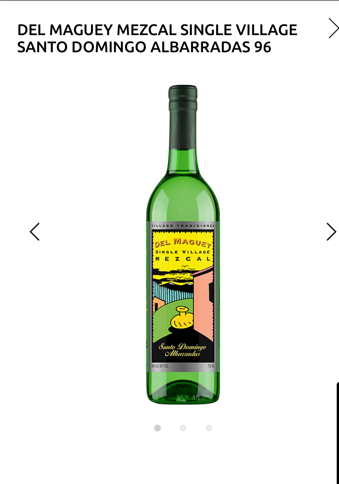 Del Maguey Mezcal Single Village Santo Domingo Albarradas 96