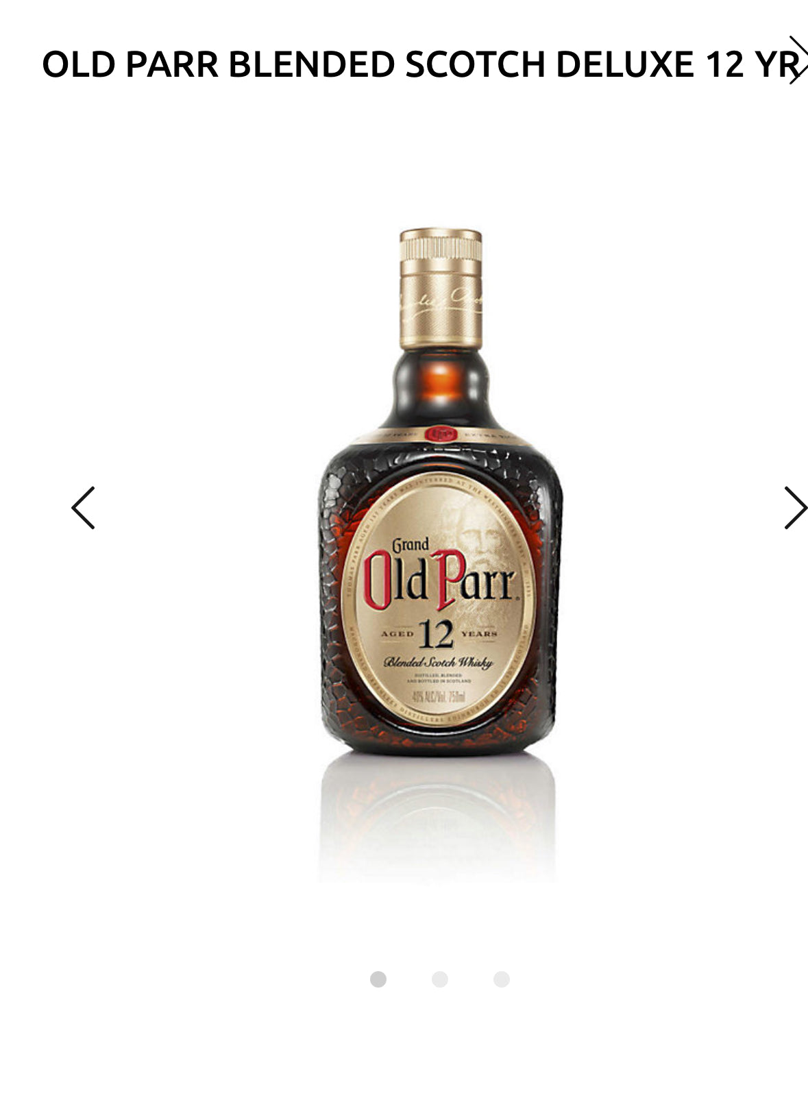 Old Parr Blended Scotch Deluxe 12 Yr 80
