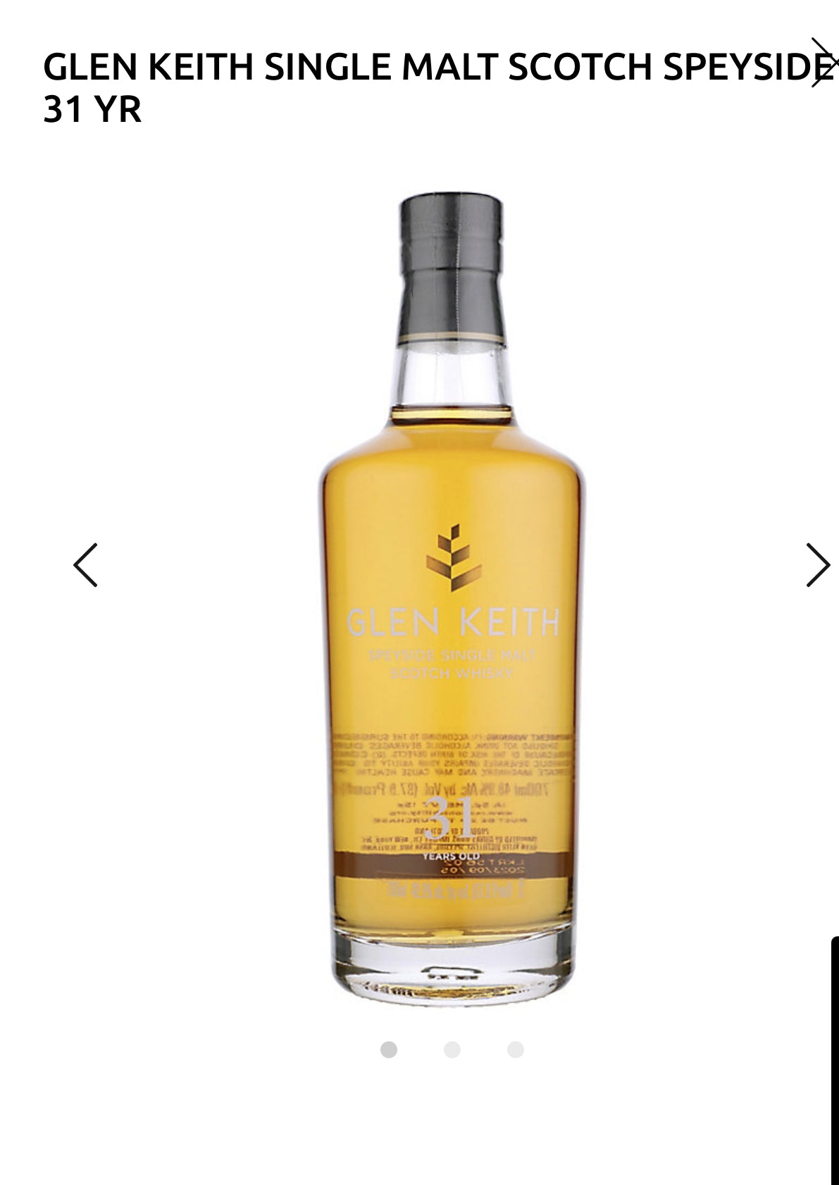 Glen Keith Single Malt Scotch Speyside 31 Yr 97.8