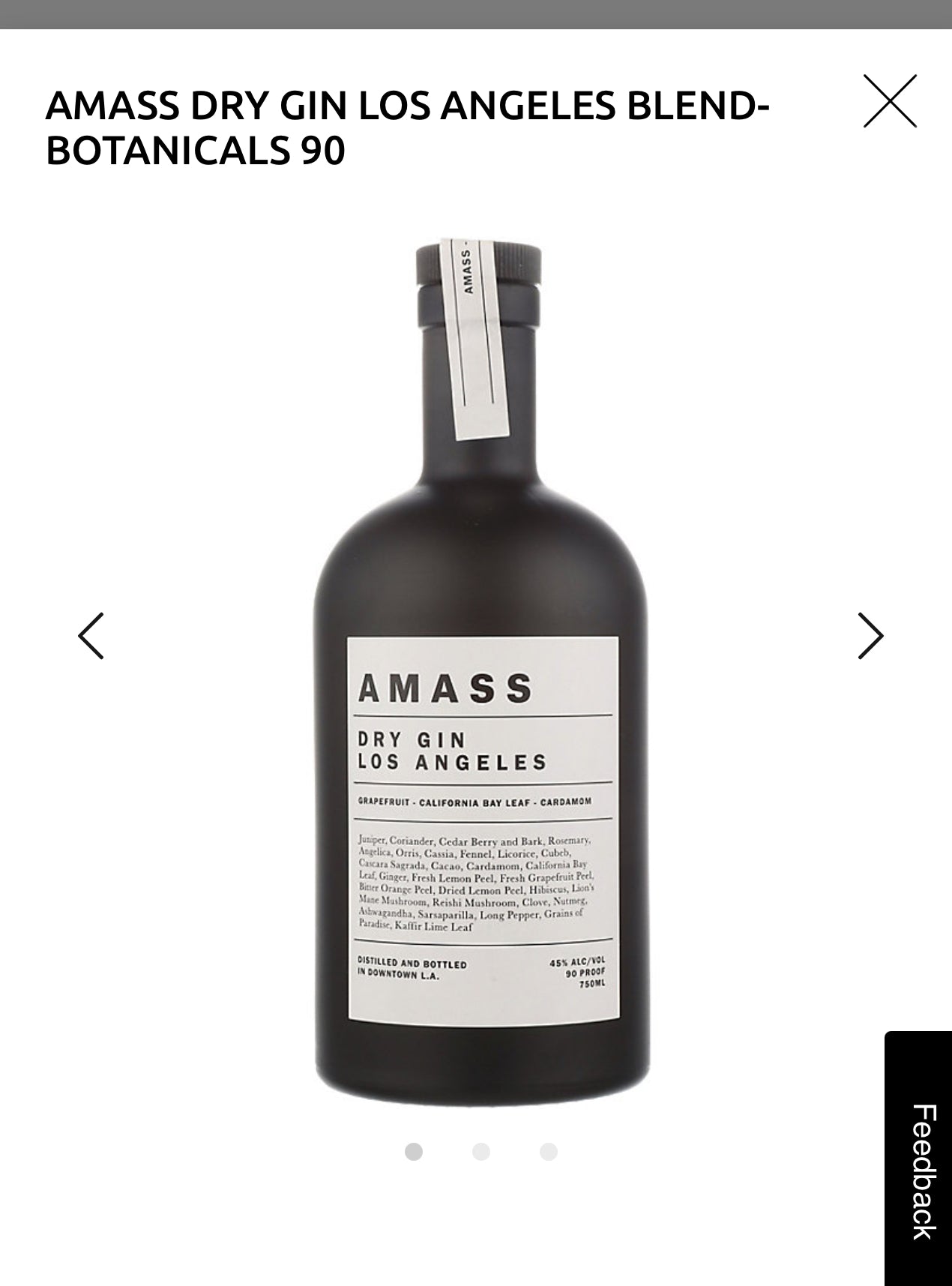 Amass Dry Gin Los Angeles 90