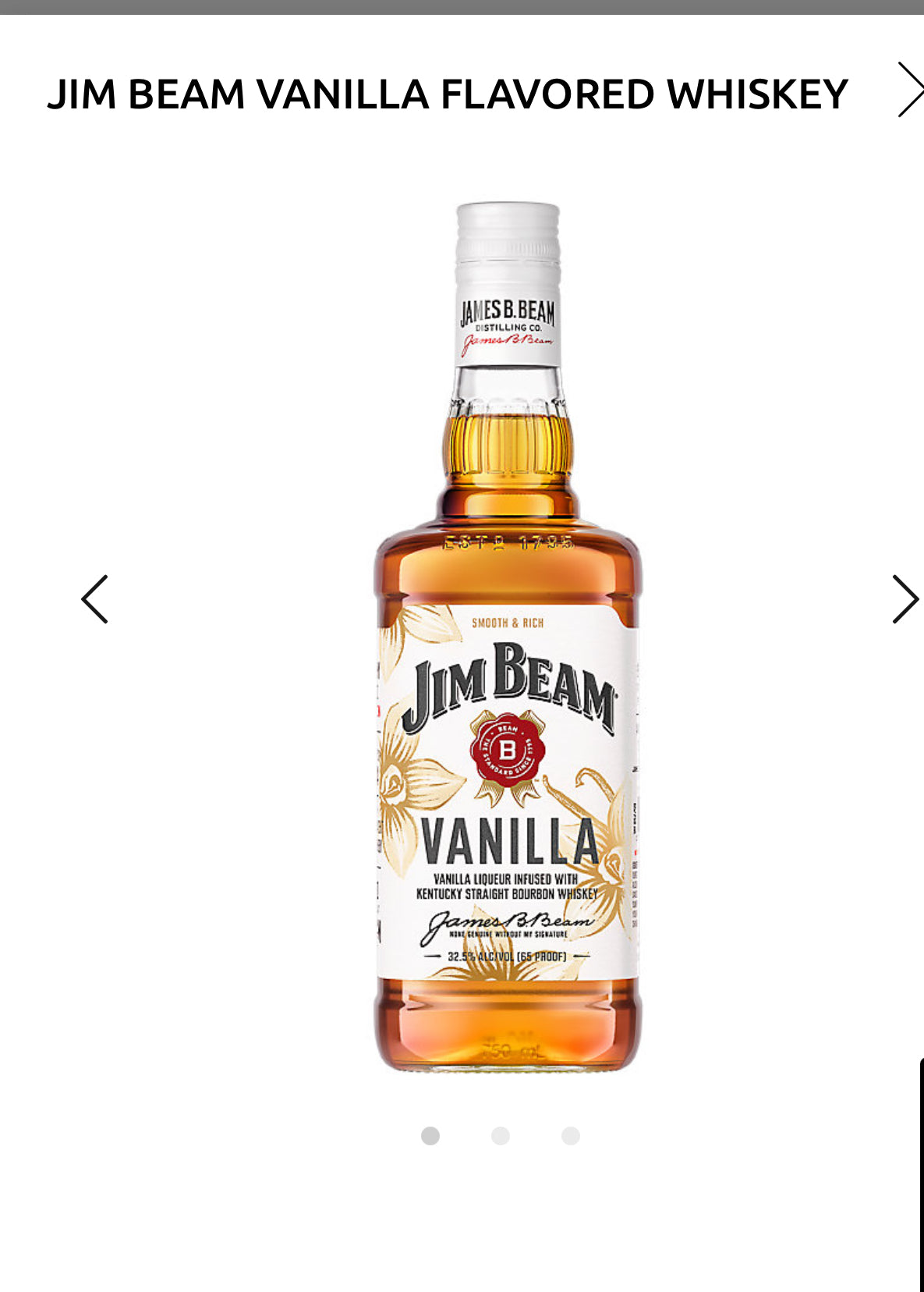 Jim Beam Vanilla Flavored Whiskey 65