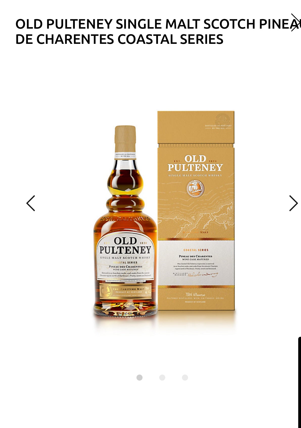 Old Pulteney Single Malt Scotch Pineau De Charentes Coastal Series 92