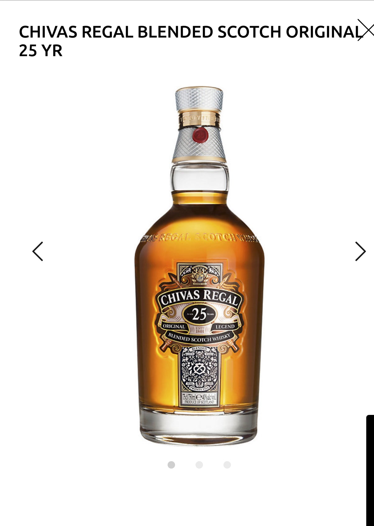 Chivas Regal Blended Scotch Original 25 Yr 80 With Carton