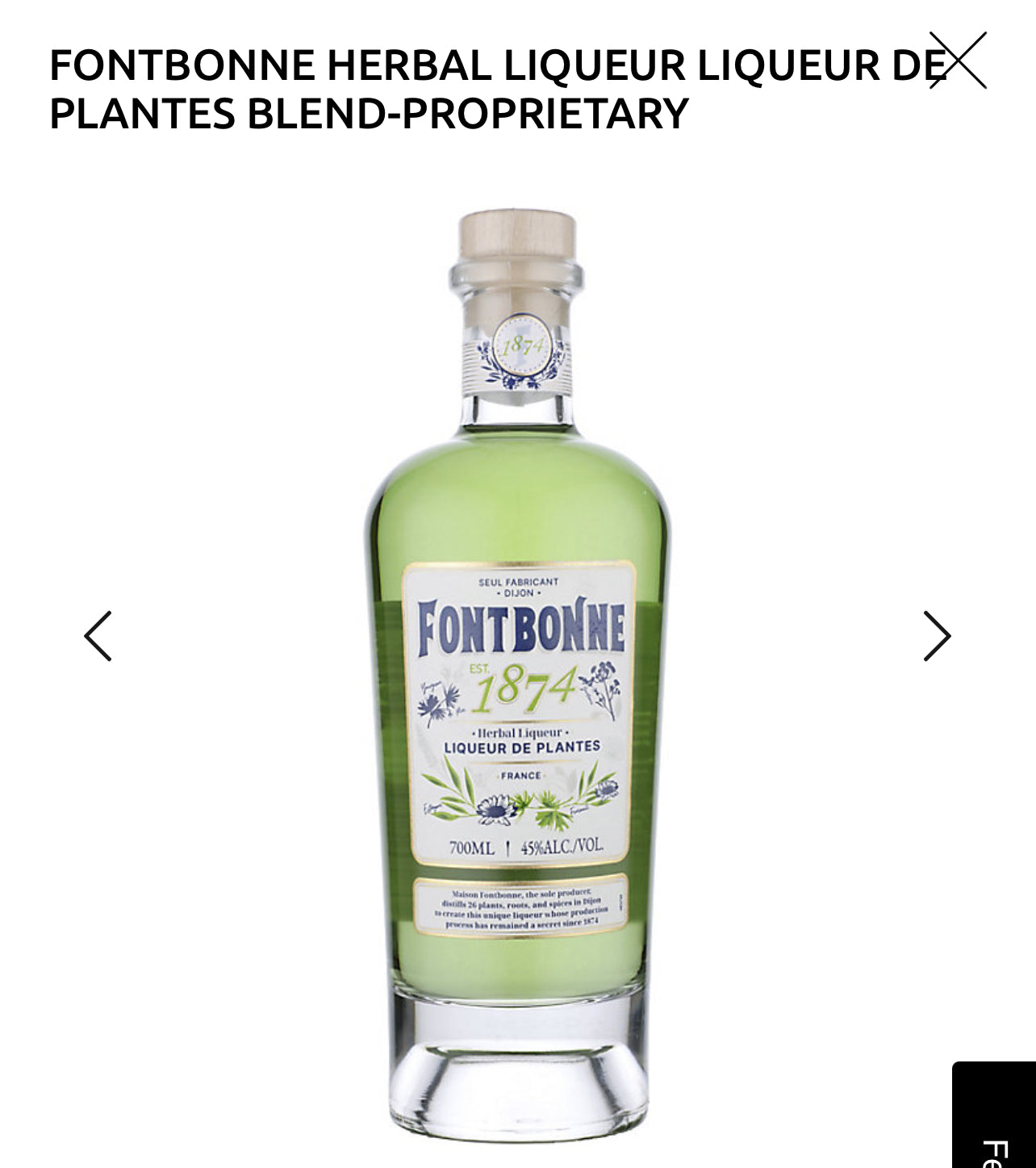 Fontbonne Herbal Liqueur Liqueur De Plantes 90