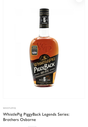 Whistlepig Rye Whiskey Piggyback Revolution Vsoj Barrel 6 Yr 109.9
