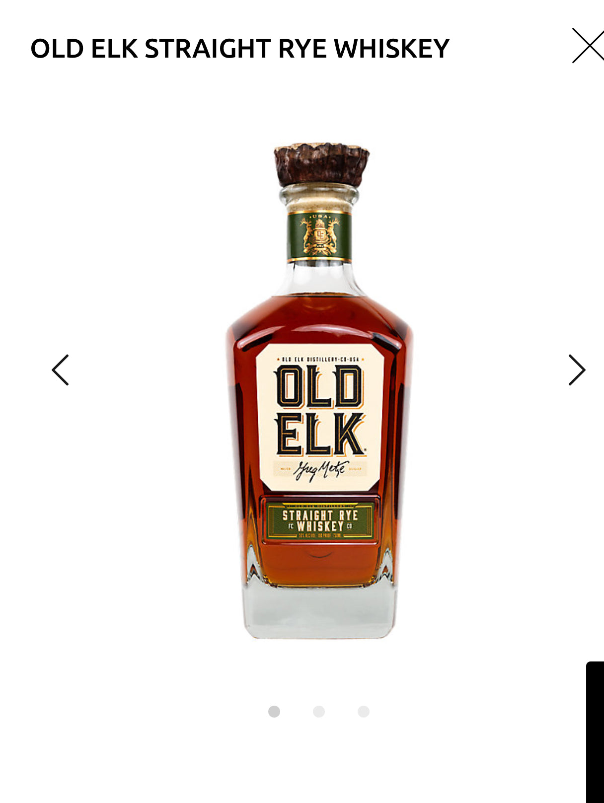 Old Elk Straight Rye Whiskey 5 Yr 100