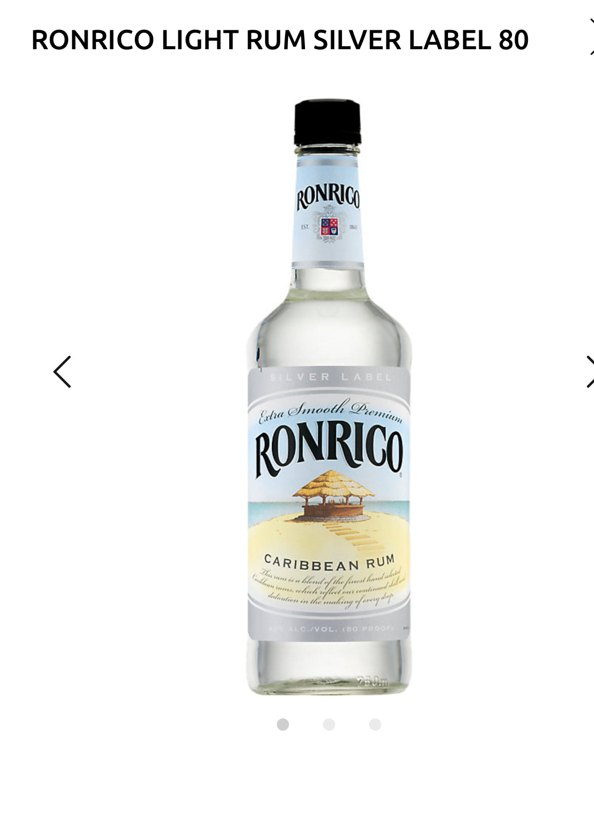 Ronrico Light Rum Silver Label 80
