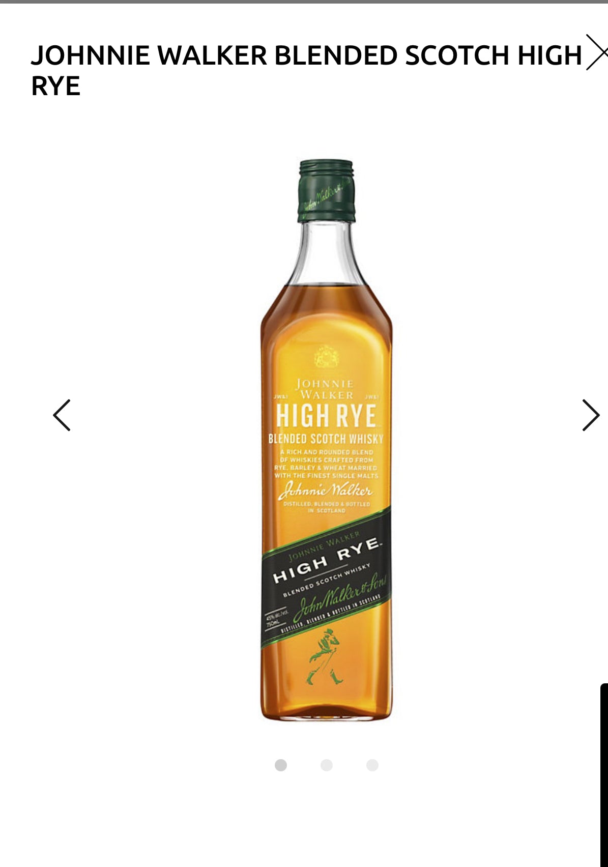 Johnnie Walker Blended Scotch High Rye 90