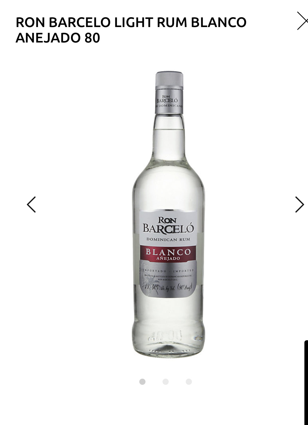 Ron Barcelo Light Rum Blanco Anejado 80