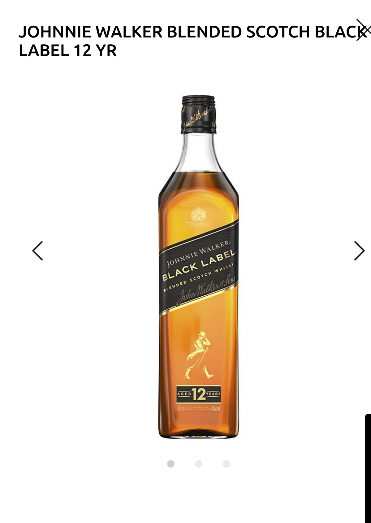 Johnnie Walker Blended Scotch Black Label 12 Yr 80