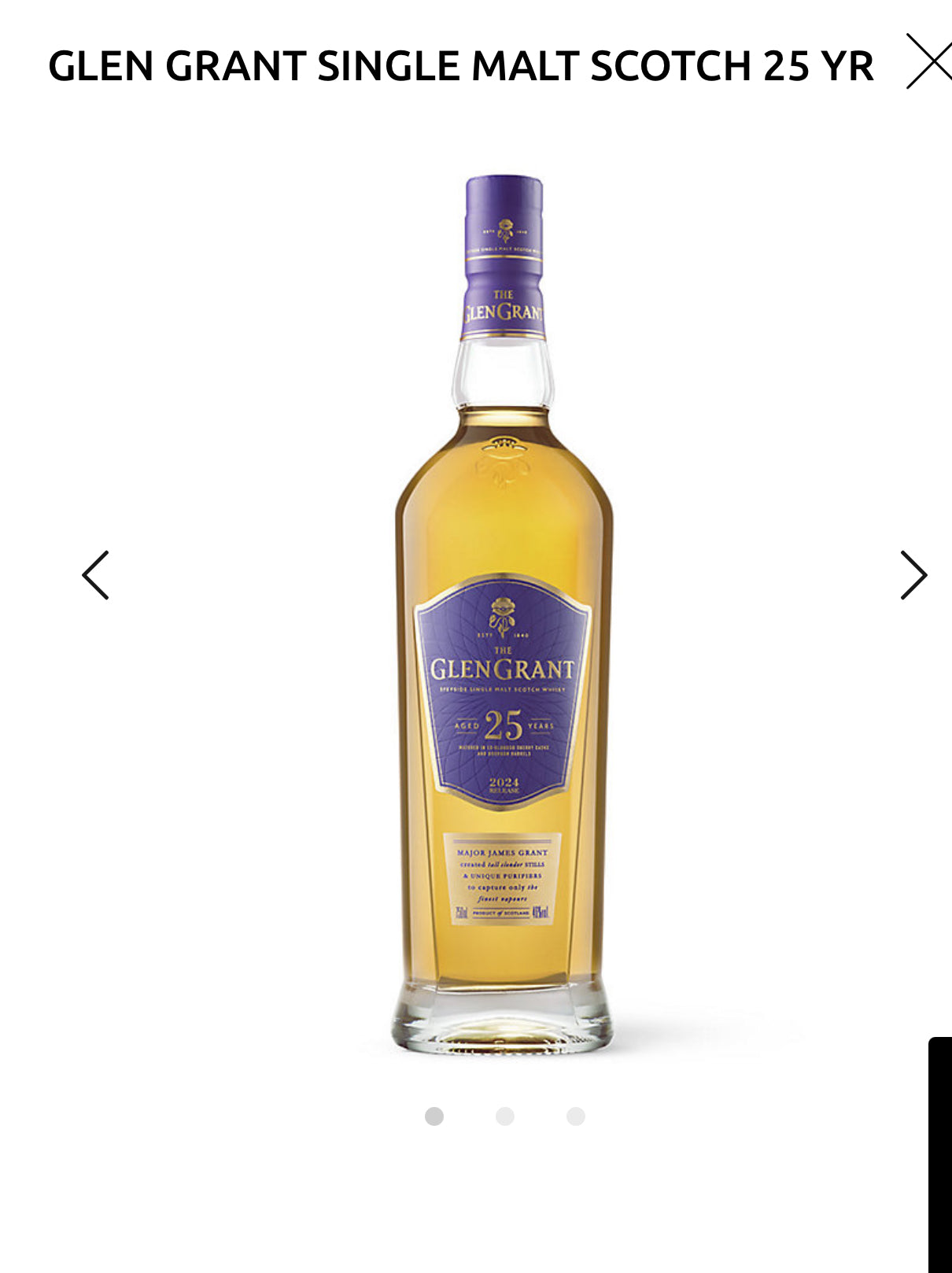 Glen Grant Single Malt Scotch 25 Yr 92