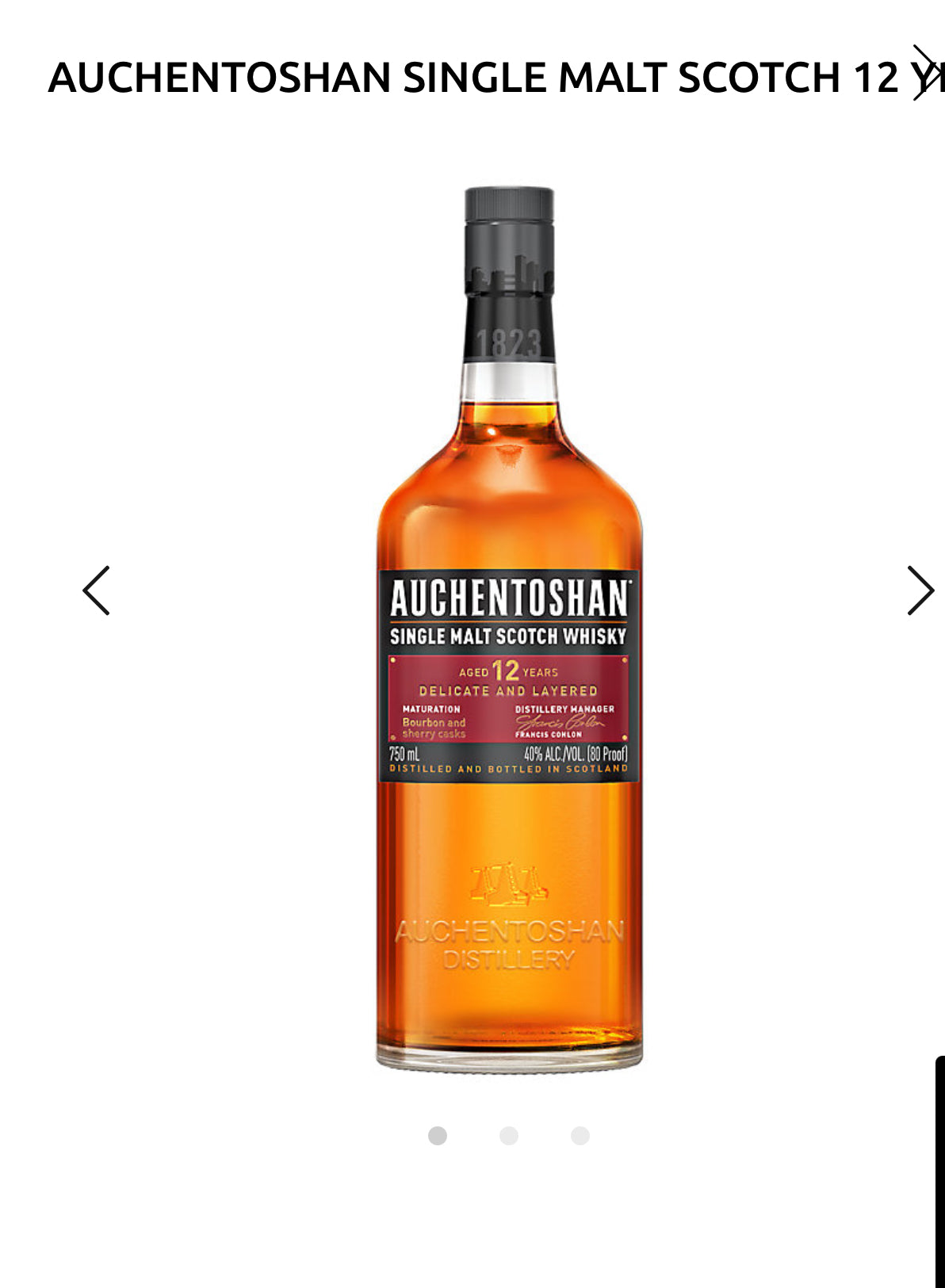 Auchentoshan Single Malt Scotch 12 Yr 80