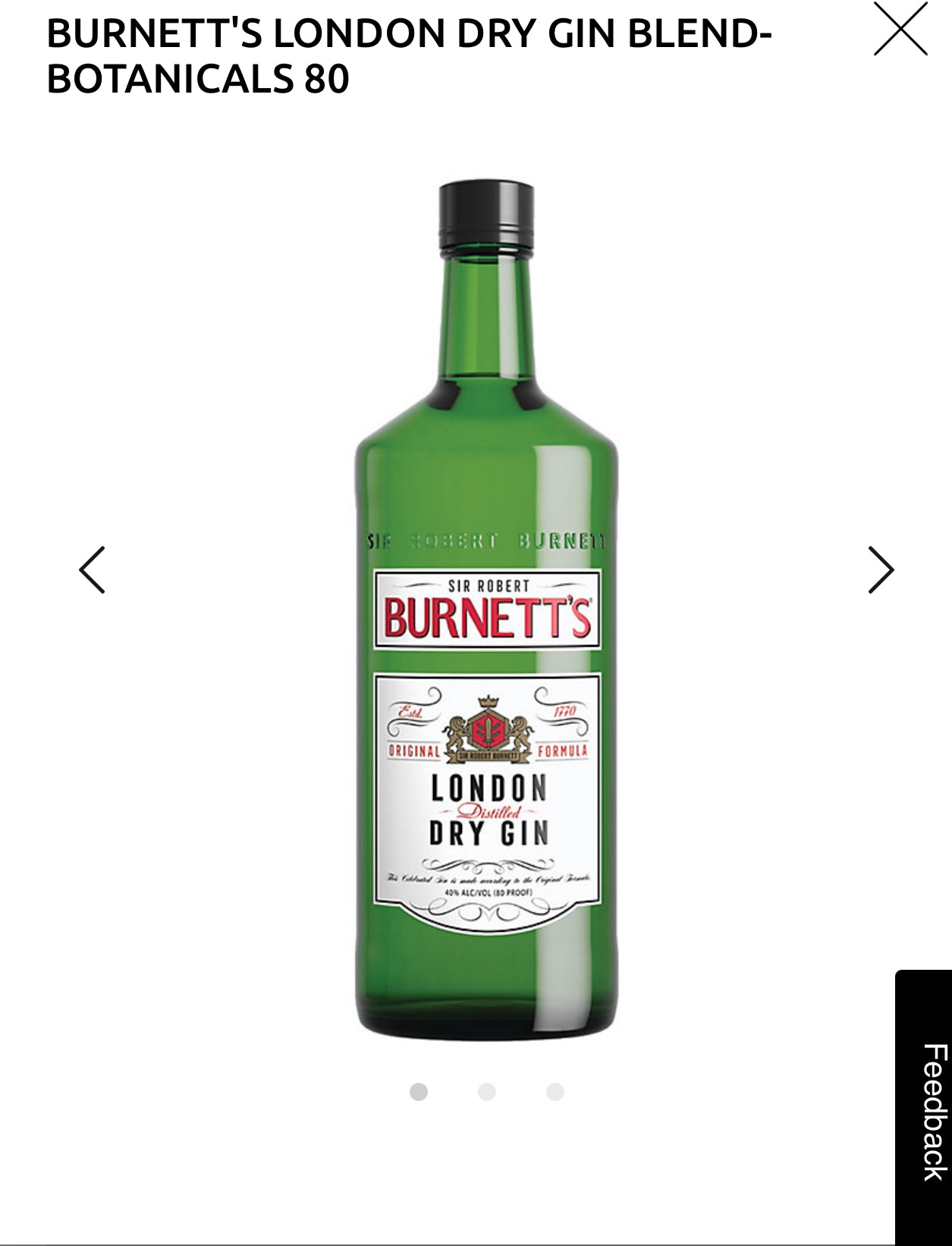Burnett's London Dry Gin 80 1L