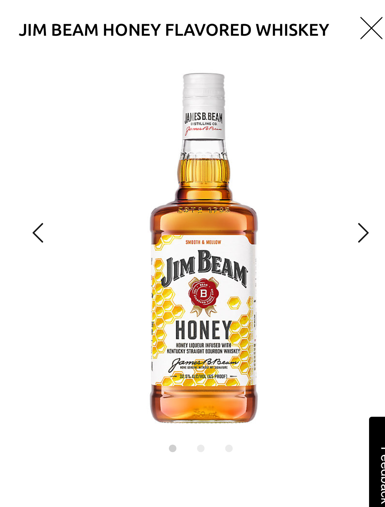 JIM BEAM HONEY FLAVORED WHISKEY