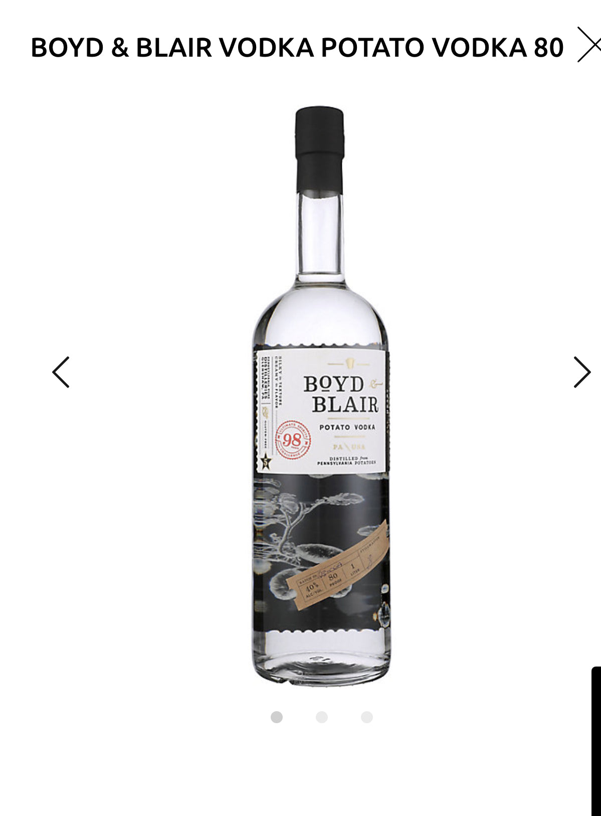 Boyd & Blair Potato Vodka 80 1L