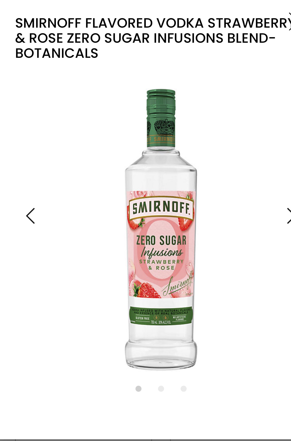 Smirnoff Strawberry & Rose Flavored Vodka Zero Sugar Infusions 60