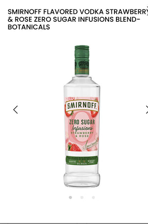 Smirnoff Strawberry & Rose Flavored Vodka Zero Sugar Infusions 60